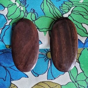 Vintage Wooden Clip-On Earrings